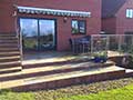 Block paving patio with steps
