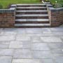 Block paving patio and steps