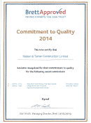 Brett block paving award - commitment to quality 2014