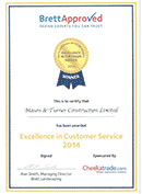 Brett block paving award - Excellence in Customer Service 2014