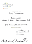 Natural Paving 2012 approved installer award